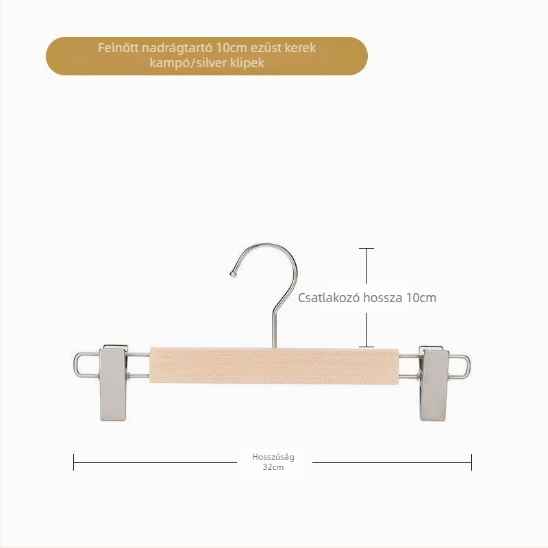 Fából készült nadrágtartó fogas klipekkel, modern minimalist stílus, 2 darabos csomag, testreszabható, logó nyomtatás