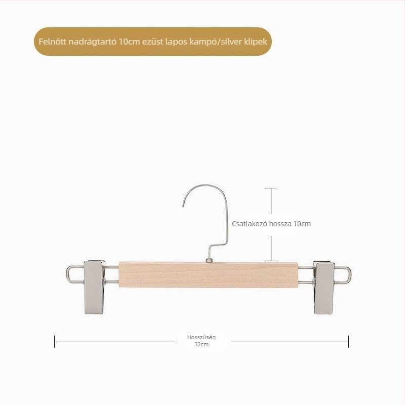 Fából készült nadrágtartó fogas klipekkel, modern minimalist stílus, 2 darabos csomag, testreszabható, logó nyomtatás