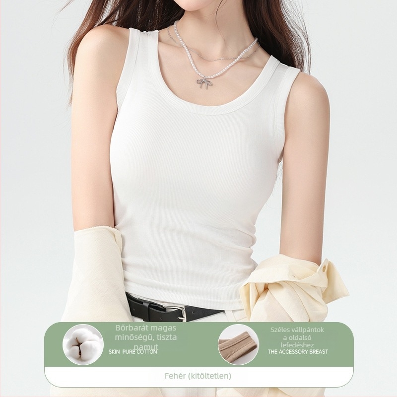 Női pamut top, vállpántos, slim-fit, tavasz-nyár, hossz 50–65 cm