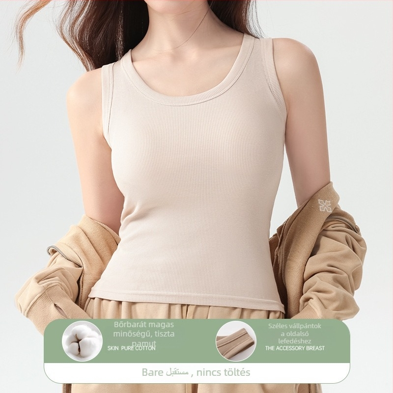 Női pamut top, vállpántos, slim-fit, tavasz-nyár, hossz 50–65 cm