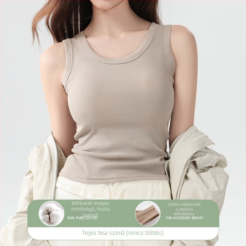 Női pamut top, vállpántos, slim-fit, tavasz-nyár, hossz 50–65 cm