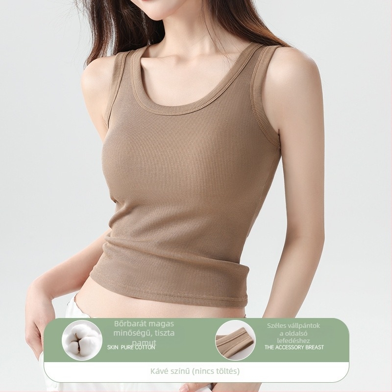 Női pamut top, vállpántos, slim-fit, tavasz-nyár, hossz 50–65 cm