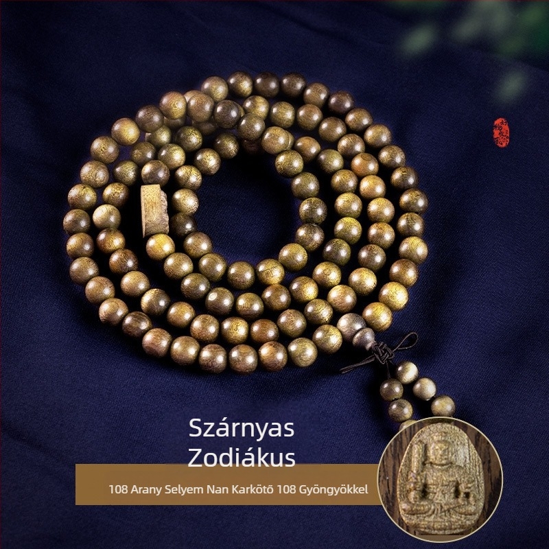 Nanmu karkötő, 108 gyöngy, kerek, etnikus stílus, uniszex