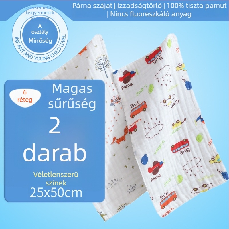 Baba tiszta pamut géz arcmosó kendő — puha négyzetes törölköző nyál és arctisztításhoz, 3–8 éves korban