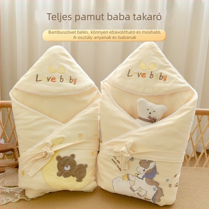 Típus A 100% pamut újszülött swaddle pléd, pamut töltet, 100% pamut anyag, 0,55–1,0 kg, tél