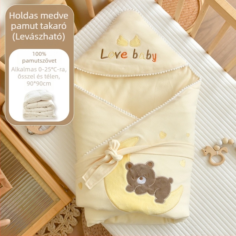 Típus A 100% pamut újszülött swaddle pléd, pamut töltet, 100% pamut anyag, 0,55–1,0 kg, tél