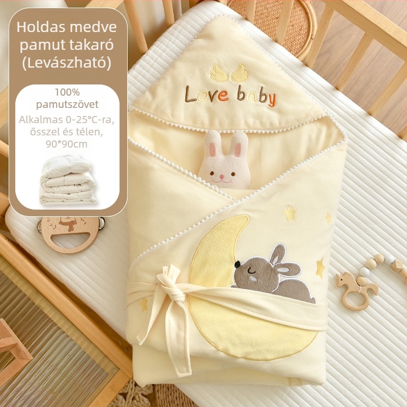 Típus A 100% pamut újszülött swaddle pléd, pamut töltet, 100% pamut anyag, 0,55–1,0 kg, tél