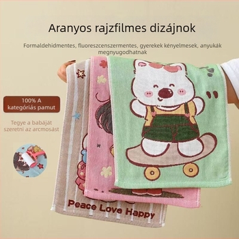 Géz gyerek arc törölköző, 100% pamut, jacquard mintázat, 50–80 g