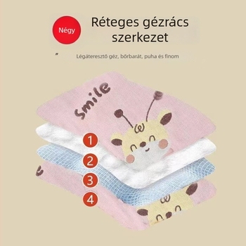 Géz gyerek arc törölköző, 100% pamut, jacquard mintázat, 50–80 g