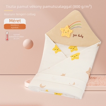 100% pamut babaölelő pléd, karikatúra mintával, 1–3 éves korú babák számára, egész éves használatra.