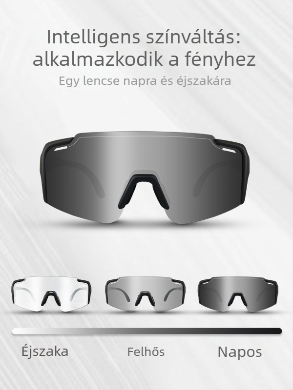 BF610 Nappali/Éjszakai kerékpáros szemüveg, fotokróm lencsék, szélvédett kültéri sportokra, uniszex, PC anyag, cserélhető lencsék, korrekcióval kompatibilis