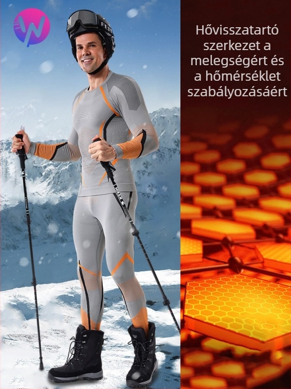 Férfi gyorsan száradó sí-alsóruha készlet – meleg, nedvszívó, kevert fonalból, télre, őszre és tavaszra.