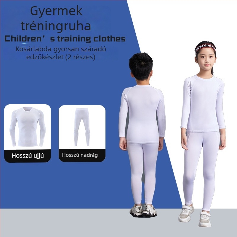 Gyerekeknek szóló szoros edzőruha készlet hosszú ujjú felsővel és csípőig érő nadrággal, velúr bélés, gyorsan száradó anyag, kosárlabda, foci és futás