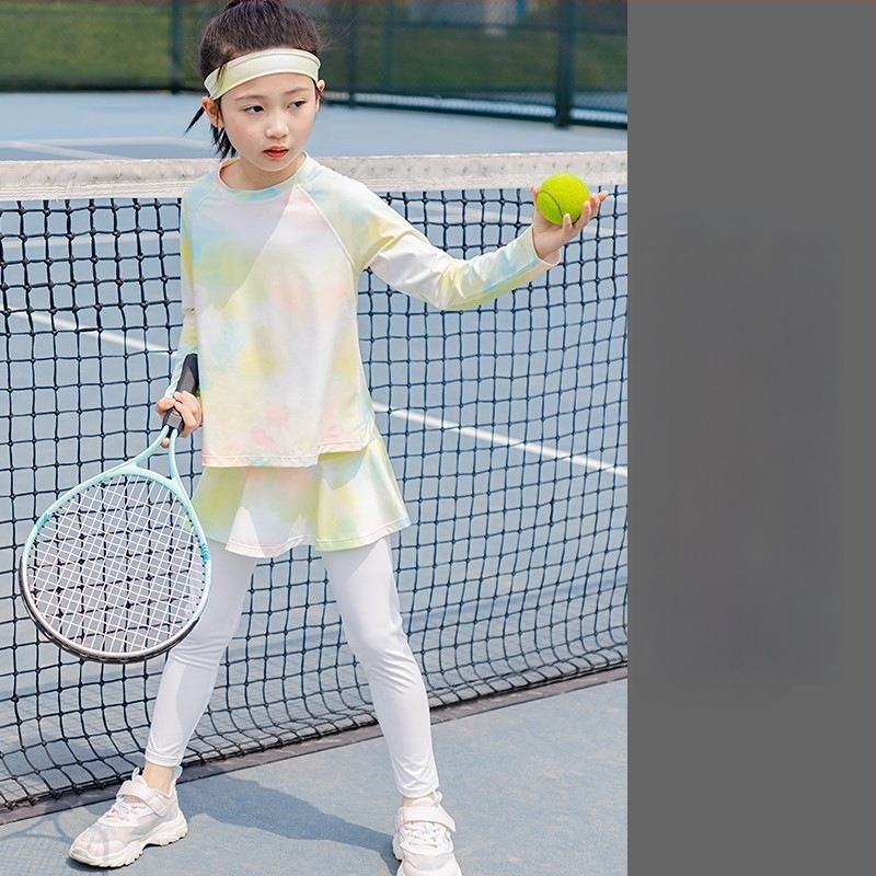 Lányoknak szóló őszi-téli sportos kétrészes készlet, UV védelem, hosszú ujjú, regenerált cellulóz rostból