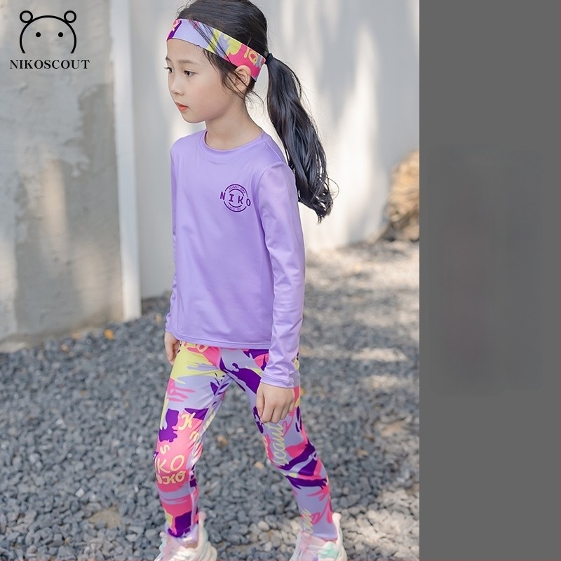 Lányoknak szóló őszi-téli sportos kétrészes készlet, UV védelem, hosszú ujjú, regenerált cellulóz rostból