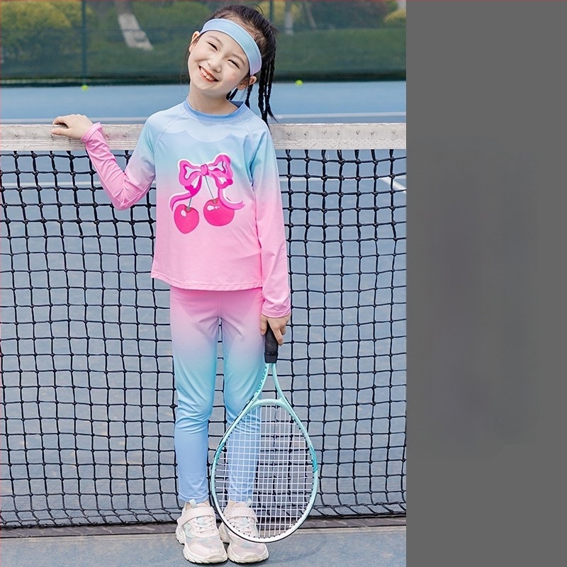 Lányoknak szóló őszi-téli sportos kétrészes készlet, UV védelem, hosszú ujjú, regenerált cellulóz rostból