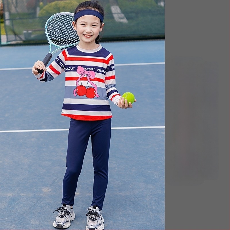 Lányoknak szóló őszi-téli sportos kétrészes készlet, UV védelem, hosszú ujjú, regenerált cellulóz rostból