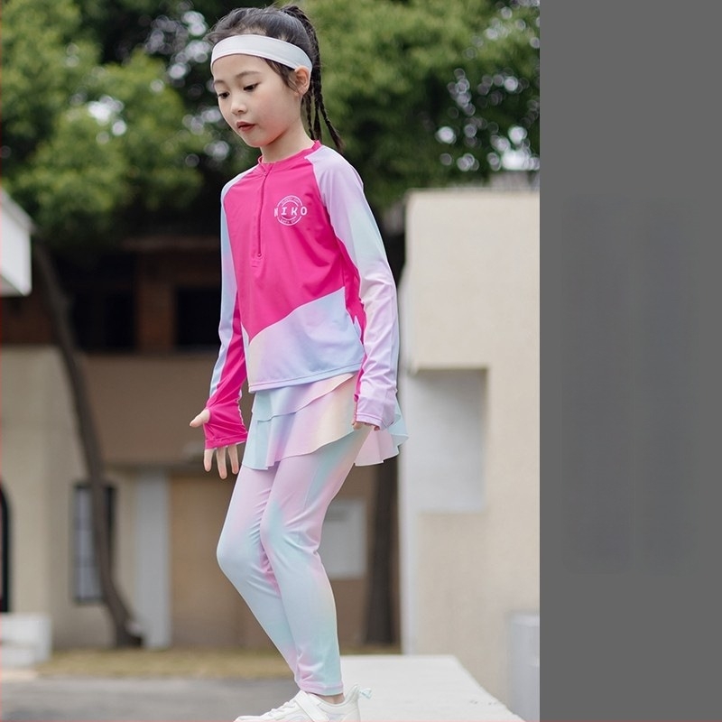 Lányoknak szóló őszi-téli sportos kétrészes készlet, UV védelem, hosszú ujjú, regenerált cellulóz rostból