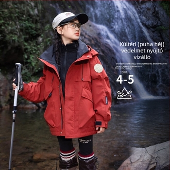 Lányoknak szánt steppelt kapucnis dzseki – poliészter, fleece bélés, vízálló 5000 mm, lélegző 10001–15000 mm, 13–16 éveseknek