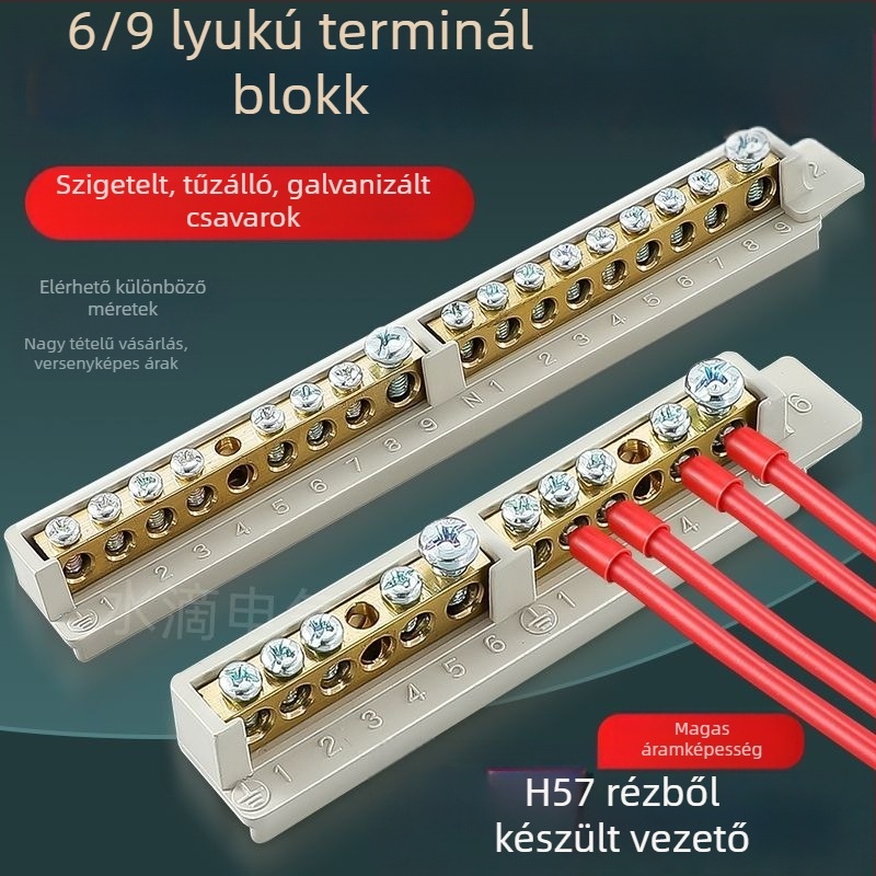 9 pólusú tiszta réz terminálblokk