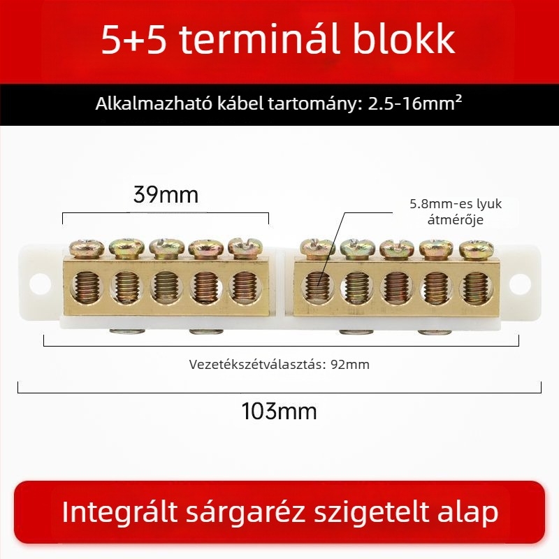9 pólusú tiszta réz terminálblokk
