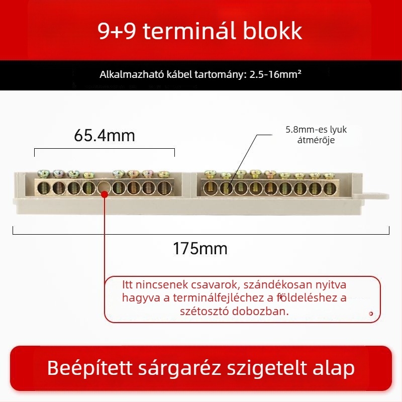 9 pólusú tiszta réz terminálblokk