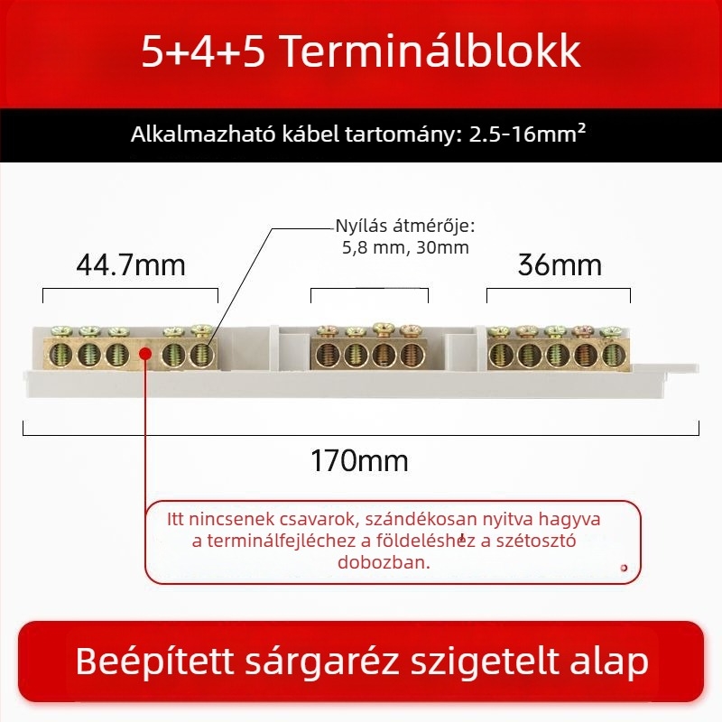 9 pólusú tiszta réz terminálblokk