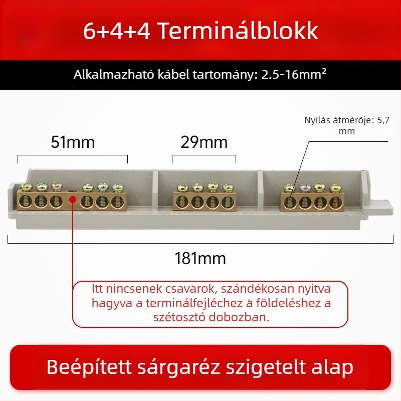 9 pólusú tiszta réz terminálblokk
