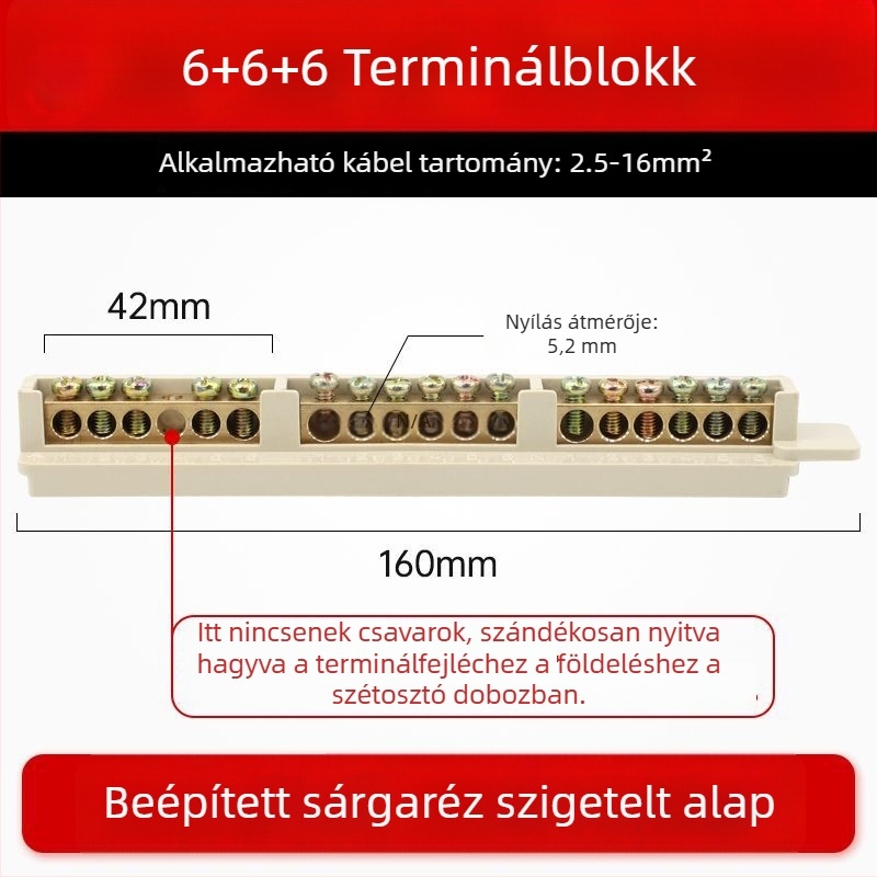 9 pólusú tiszta réz terminálblokk