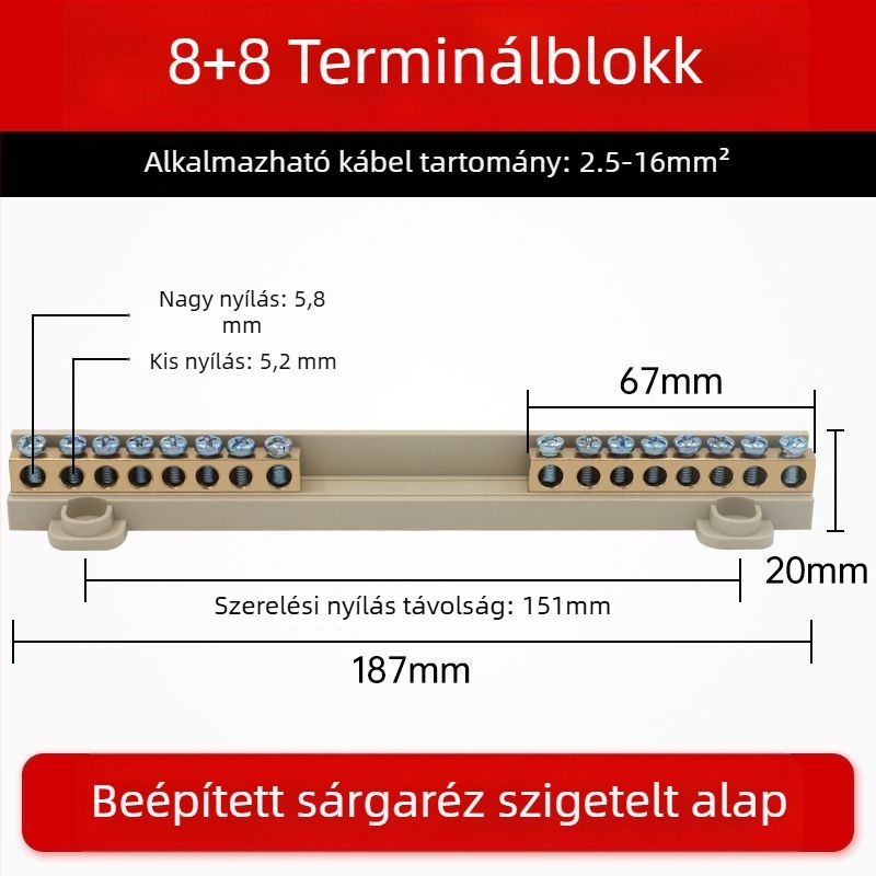 9 pólusú tiszta réz terminálblokk