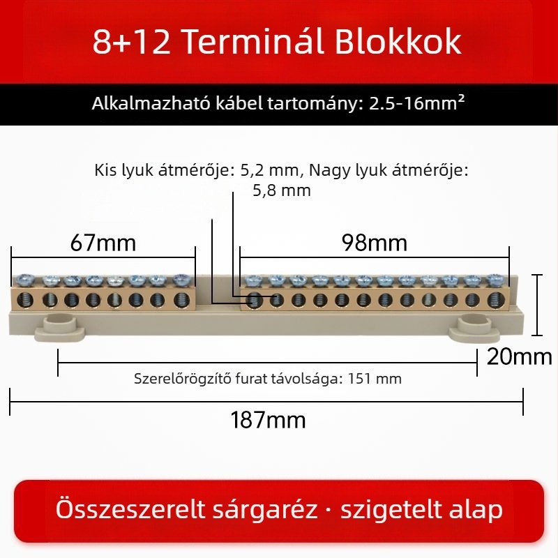 9 pólusú tiszta réz terminálblokk
