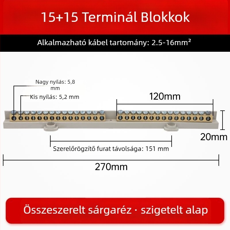 9 pólusú tiszta réz terminálblokk