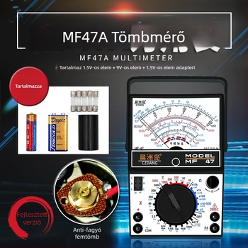 Analóg multiméter MF47 mechanikus mutatóval, nagy pontosságú, elektromérnököknek és diákoknak (MF47A: standard konfiguráció; krokodilklipsz verzió; 10A mérőhegy; szilikon vezeték végződések)
