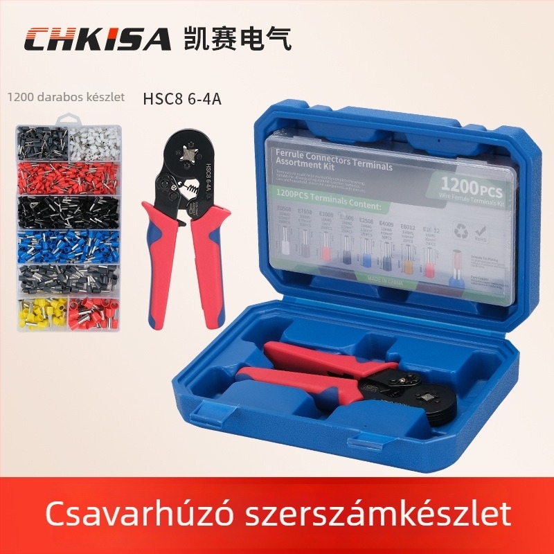 Krimpelő fogó készlet európai cső típusú terminálhoz, 1200 db, HSC8 6-4A, CHKISA