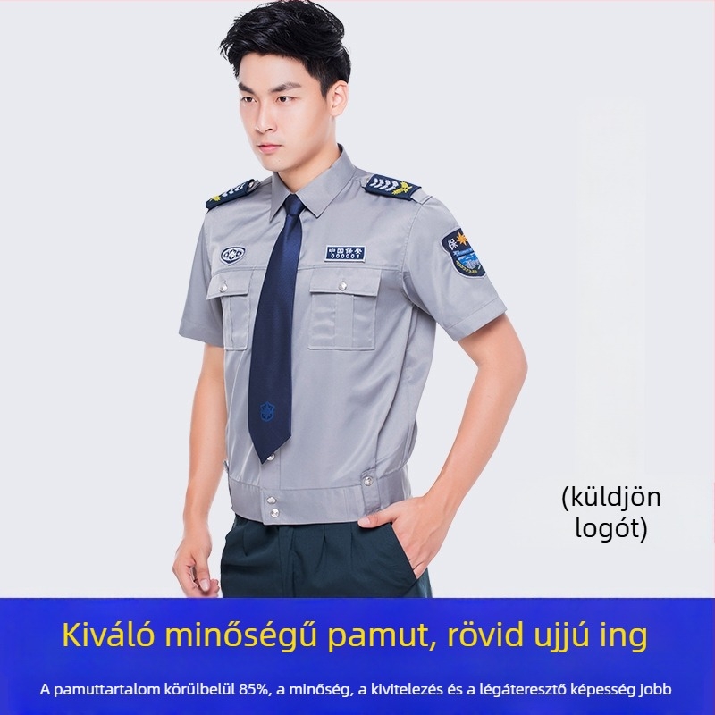 Férfi biztonsági egyenruha rövid ujjú ing, magas sűrűségű pamutból