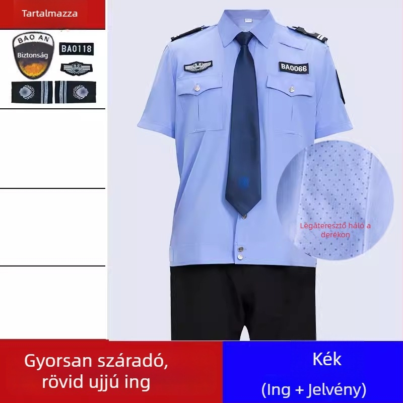 Férfi biztonsági egyenruha rövid ujjú ing, magas sűrűségű pamutból