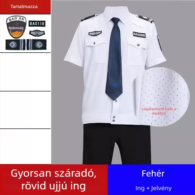 Férfi biztonsági egyenruha rövid ujjú ing, magas sűrűségű pamutból