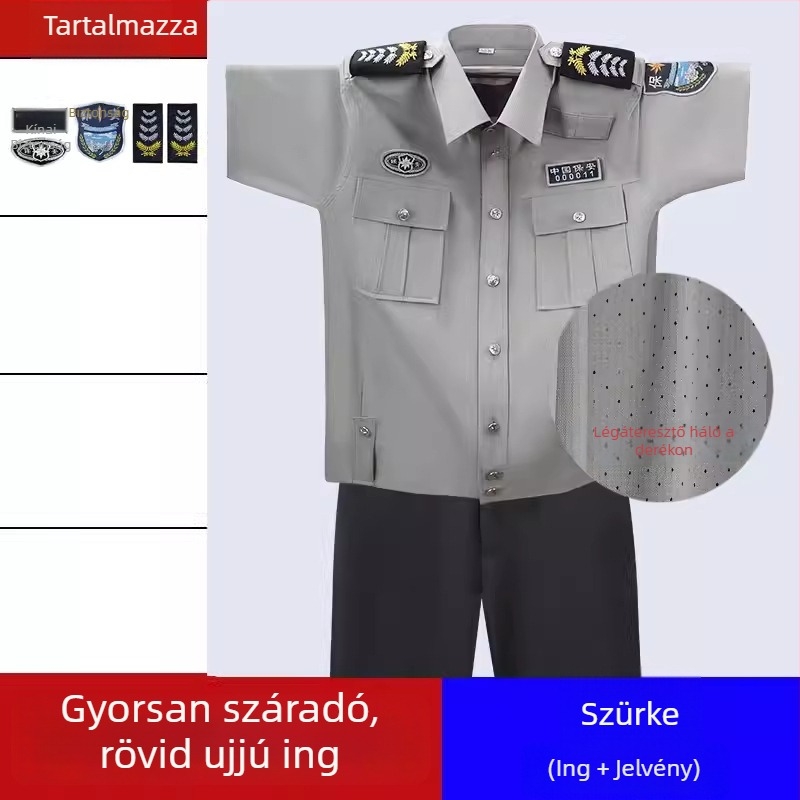 Férfi biztonsági egyenruha rövid ujjú ing, magas sűrűségű pamutból