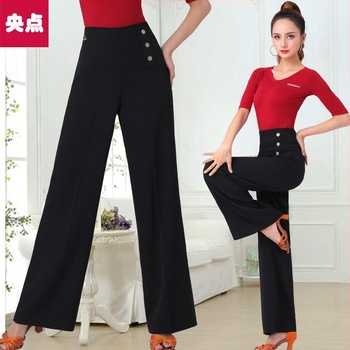 Női magas derekú, széles lábú táncpantalon latin- és társastáncra, jitterbug stílushoz