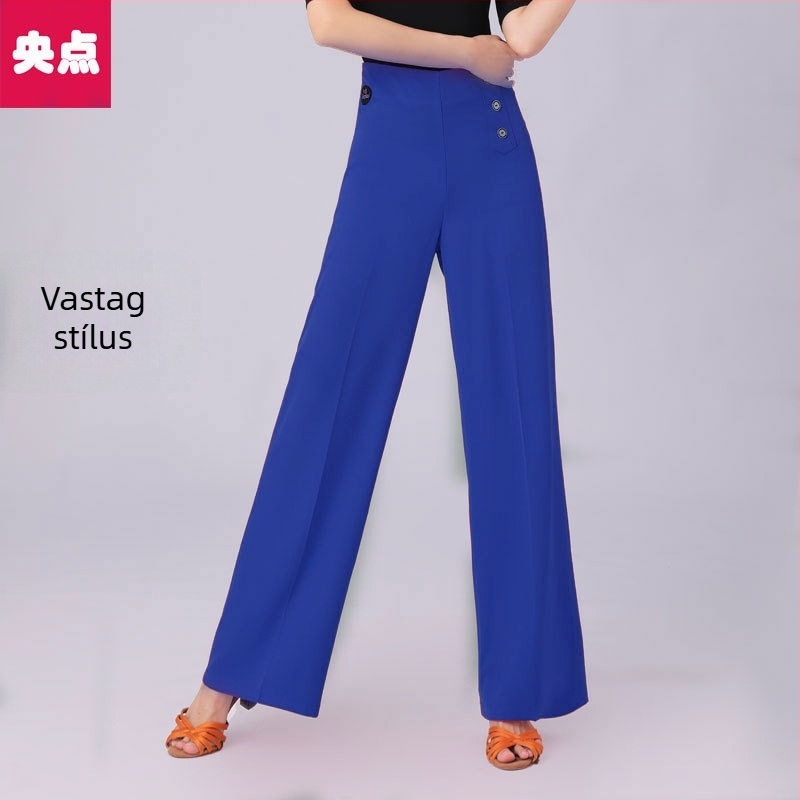 Női magas derekú, széles lábú táncpantalon latin- és társastáncra, jitterbug stílushoz