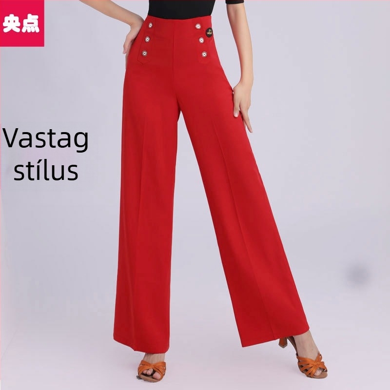 Női magas derekú, széles lábú táncpantalon latin- és társastáncra, jitterbug stílushoz