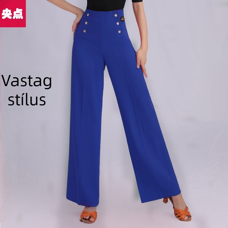 Női magas derekú, széles lábú táncpantalon latin- és társastáncra, jitterbug stílushoz