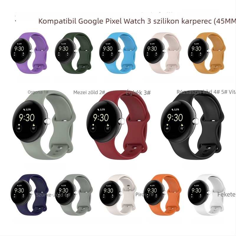 Google Pixel Watch3 szilikon óraszíj – sportos stílus, csattal záródó, tömege körülbelül 19 g