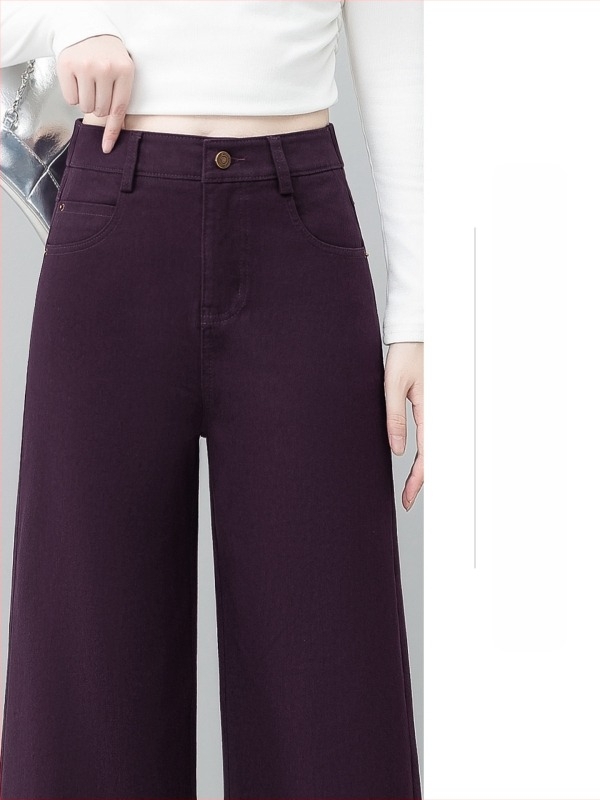 Női denimnadrág Tencel-pamut keverékből, magas derekú, fleece-beléssel, vastag, mikroelasztikus, egyenes szabás enyhe bővüléssel