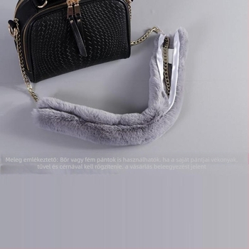 Plüss kézitáska pánt műbőrhatású, cipzárral és fém lánccal, vállon vagy crossbody stílusban
