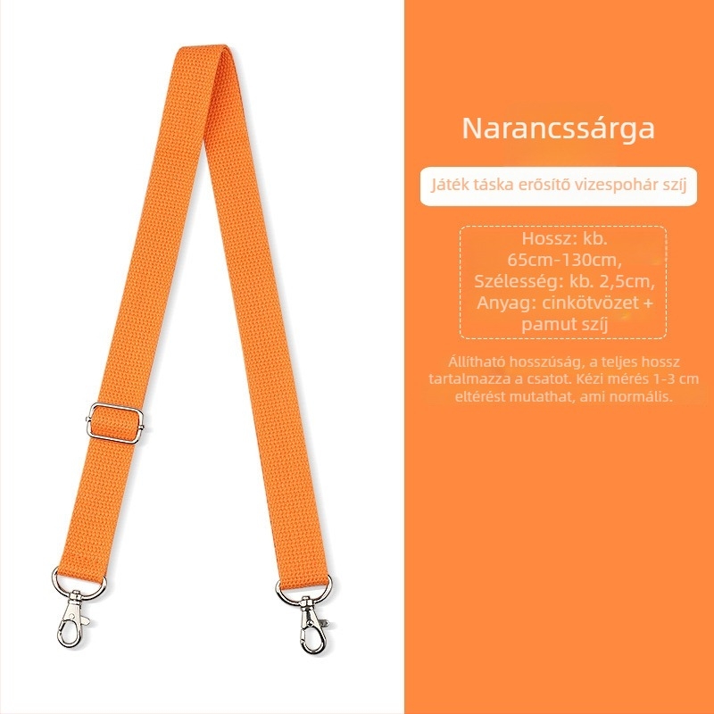 Crossbody táska pánt, egyszínű, vastag pamutpánt, méh-hangszóró motívum, pohár víz, állítható vállpánt, sokoldalú