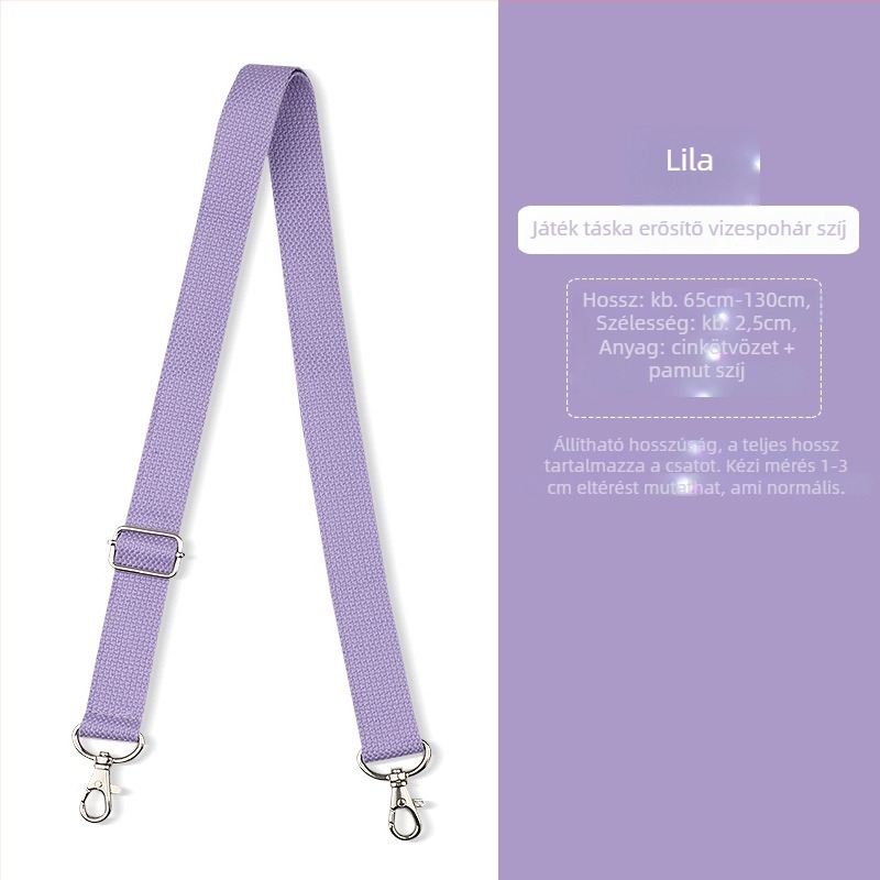 Crossbody táska pánt, egyszínű, vastag pamutpánt, méh-hangszóró motívum, pohár víz, állítható vállpánt, sokoldalú
