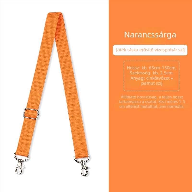 Crossbody táska pánt, egyszínű, vastag pamutpánt, méh-hangszóró motívum, pohár víz, állítható vállpánt, sokoldalú