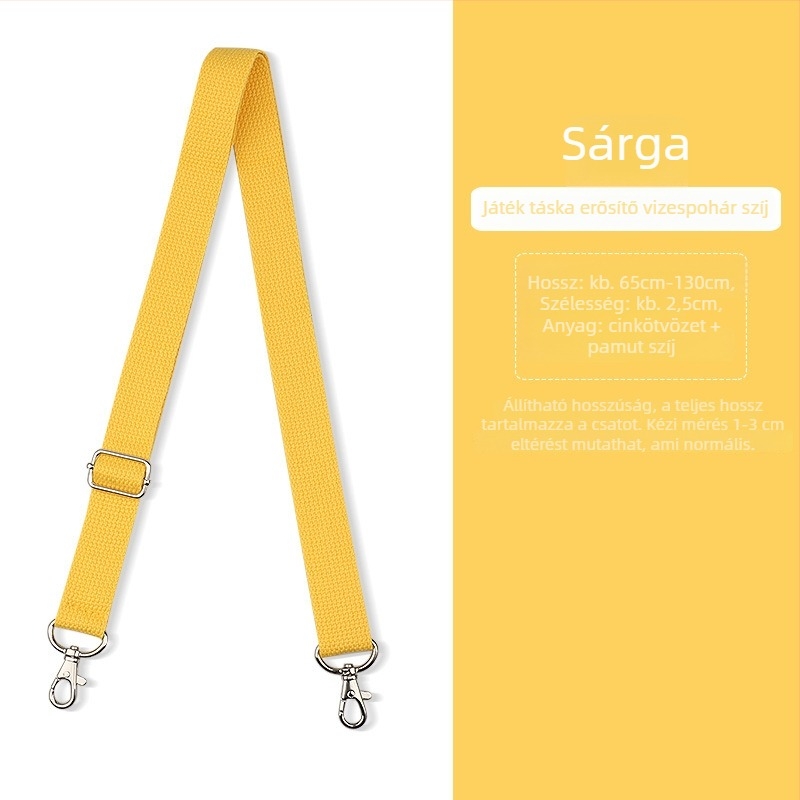 Crossbody táska pánt, egyszínű, vastag pamutpánt, méh-hangszóró motívum, pohár víz, állítható vállpánt, sokoldalú
