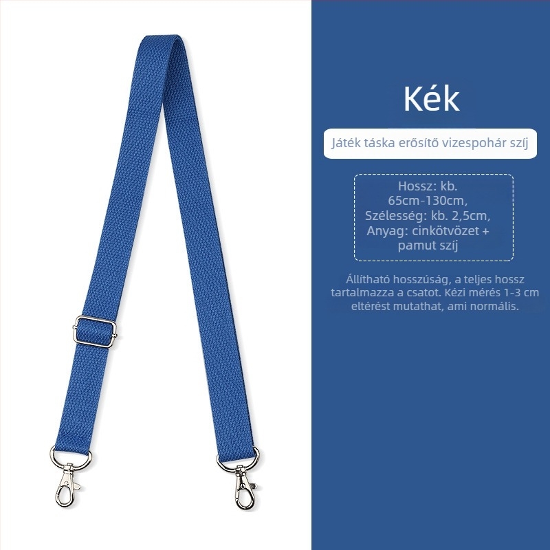 Crossbody táska pánt, egyszínű, vastag pamutpánt, méh-hangszóró motívum, pohár víz, állítható vállpánt, sokoldalú